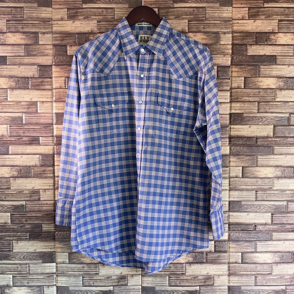 Mens EUC Vintage Ely Cattleman Western Pearl Snap Shirt Large
